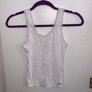 Hollister Lace Trim Layering Tank, White, Size XS